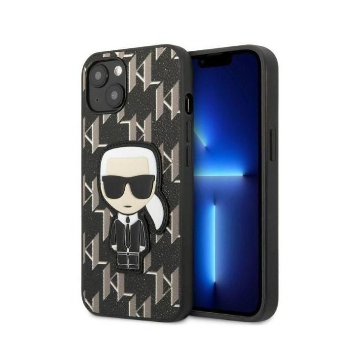 Karl Lagerfeld KLHCP13SPMNIKBK iPhone 13 mini 5,4 deklas juoda/juoda Monogram Ikonik Patch