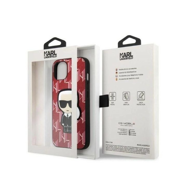 Karl Lagerfeld KLHCP13SPMNIKPI iPhone 13 mini 5,4 deklas raudona/raudona Monogram Ikonik Patch