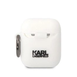 Karl Lagerfeld KLA2RUNCHH AirPods 1/2 dangtelis baltas/baltas Silikoninė Choupette galvutė 3D