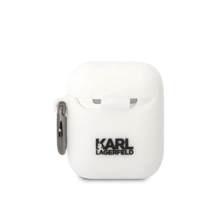 Karl Lagerfeld KLA2RUNCHH AirPods 1/2 dangtelis baltas/baltas Silikoninė Choupette galvutė 3D