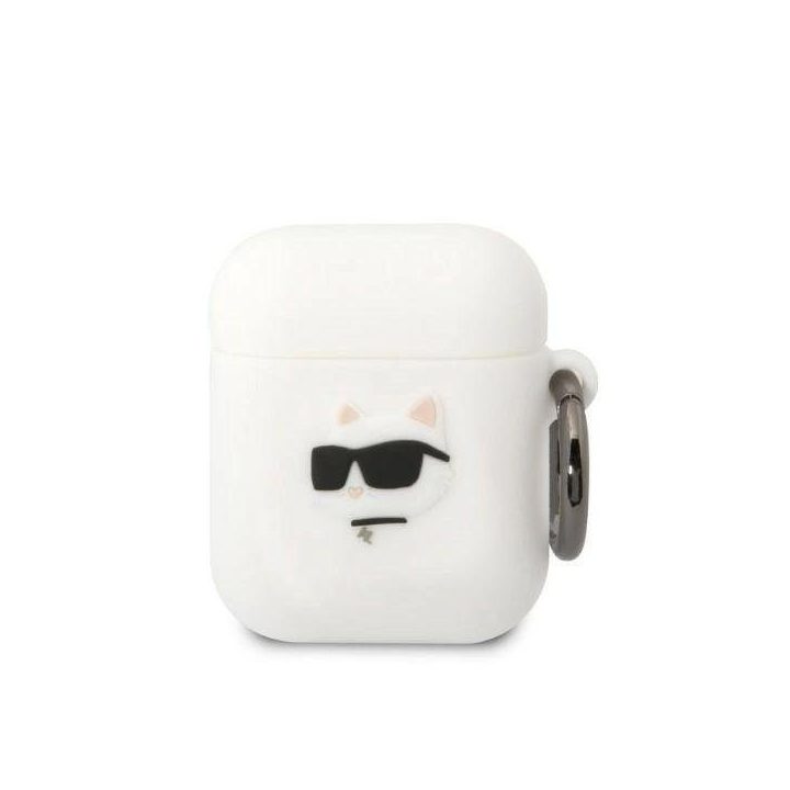 Karl Lagerfeld KLA2RUNCHH AirPods 1/2 dangtelis baltas/baltas Silikoninė Choupette galvutė 3D