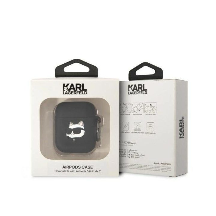 AirPods 1/2 dangtelis juodas/juodas Silikoninis Choupette Head 3D