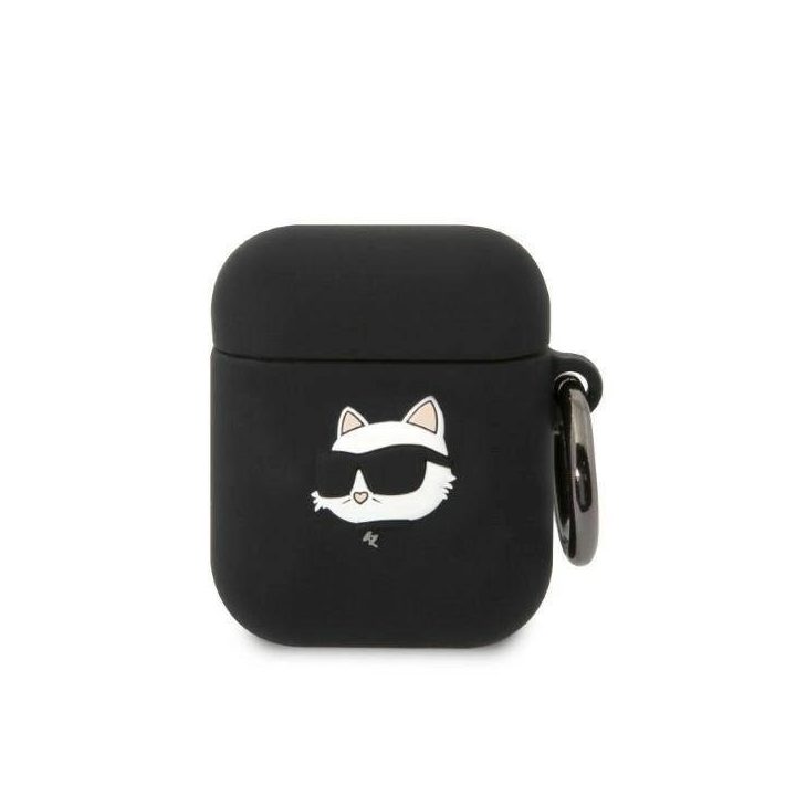 AirPods 1/2 dangtelis juodas/juodas Silikoninis Choupette Head 3D