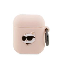 Karl Lagerfeld KLA2RUNCHP AirPods 1/2 dangtelis rožinis/rožinis Silikoninis Choupette Head 3D