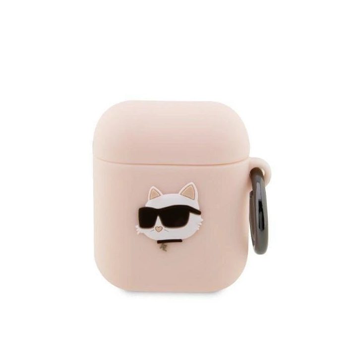 Karl Lagerfeld KLA2RUNCHP AirPods 1/2 dangtelis rožinis/rožinis Silikoninis Choupette Head 3D