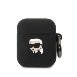 Karl Lagerfeld KLA2RUNIKK AirPods 1/2 dangtelis juodas/juodas Silikoninis Karl Head 3D