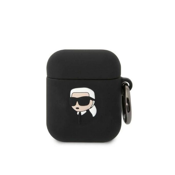 Karl Lagerfeld KLA2RUNIKK AirPods 1/2 dangtelis juodas/juodas Silikoninis Karl Head 3D