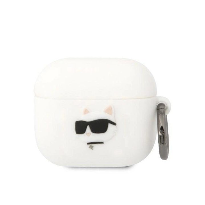 Karl Lagerfeld KLA3RUNCHH AirPods 3 dangtelis baltas/baltas Silikoninė Choupette galvutė 3D