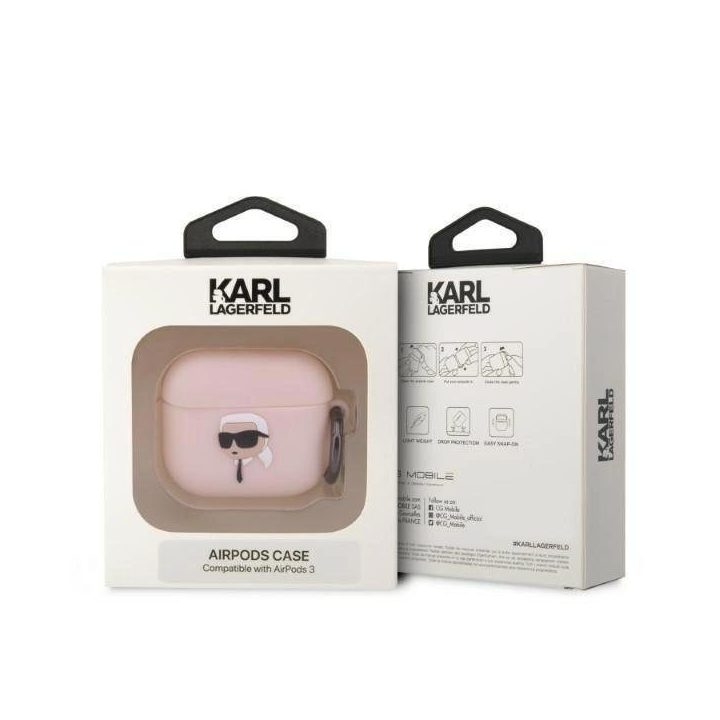 Karl Lagerfeld KLA3RUNIKP AirPods 3 dangtelis rožinis/rožinis Silikoninis Karl Head 3D