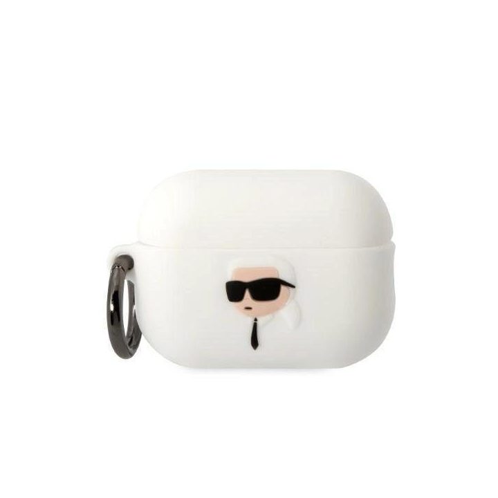 Karl Lagerfeld KLAP2RUNIKH AirPods Pro 2 dangtelis baltas/baltas Silikoninis Karl Head 3D