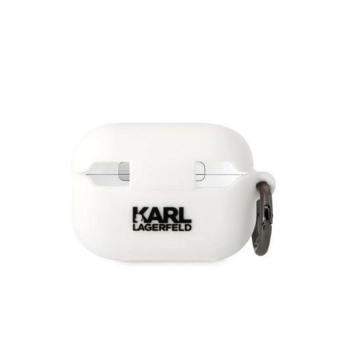 Karl Lagerfeld KLAP2RUNIKH AirPods Pro 2 dangtelis baltas/baltas Silikoninis Karl Head 3D