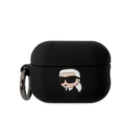Karl Lagerfeld KLAP2RUNIKK AirPods Pro 2 dangtelis juodas/juodas Silikoninis Karl Head 3D