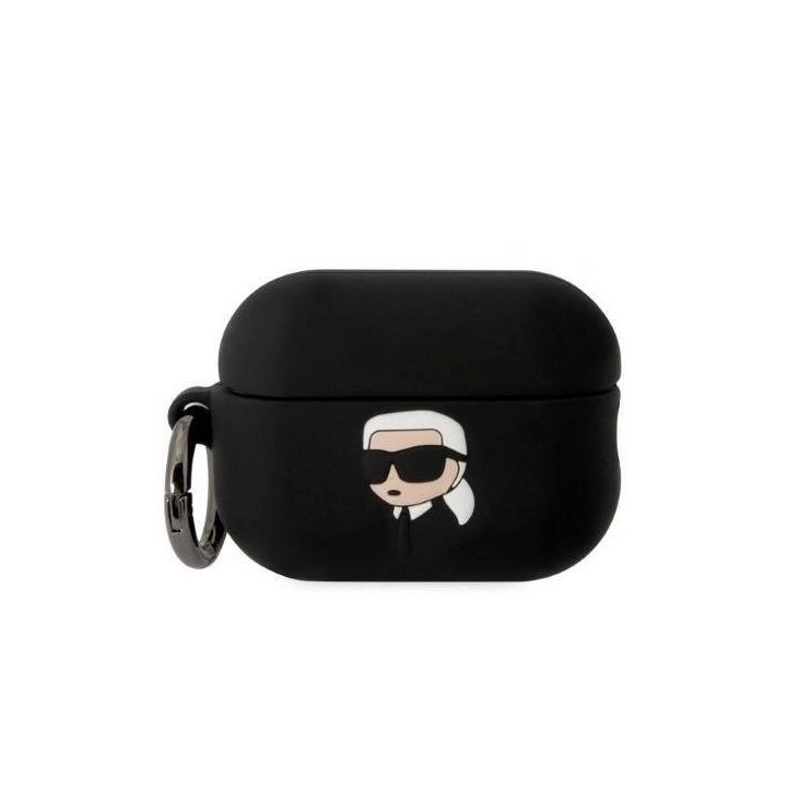 Karl Lagerfeld KLAP2RUNIKK AirPods Pro 2 dangtelis juodas/juodas Silikoninis Karl Head 3D