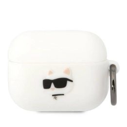 Karl Lagerfeld KLAPRUNCHH AirPods Pro dangtelis baltas/baltas Silikoninis Choupette Head 3D