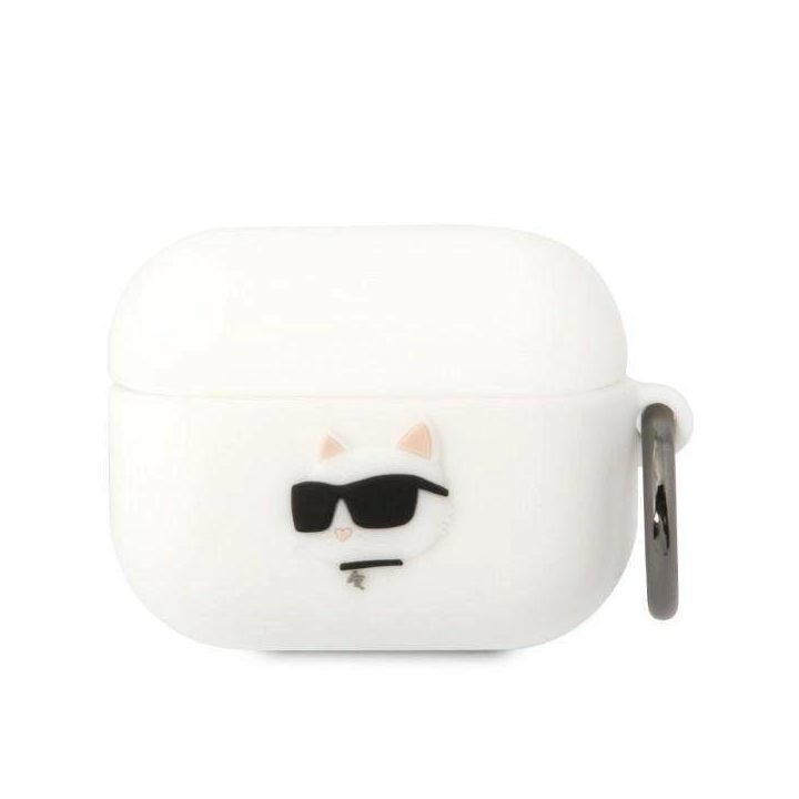 Karl Lagerfeld KLAPRUNCHH AirPods Pro dangtelis baltas/baltas Silikoninis Choupette Head 3D