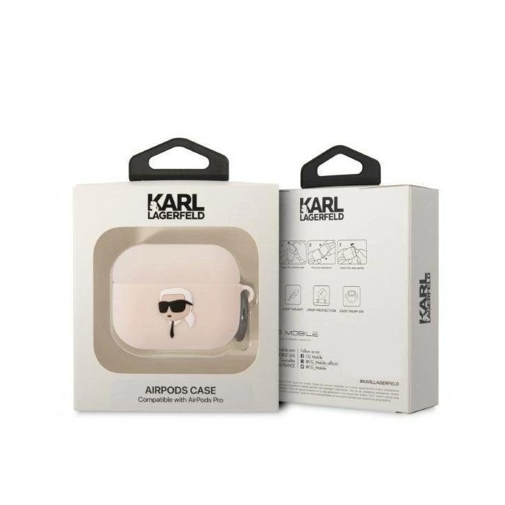 Karl Lagerfeld KLAPRUNIKP AirPods Pro dangtelis rožinis/rožinis Silikoninis Karl Head 3D