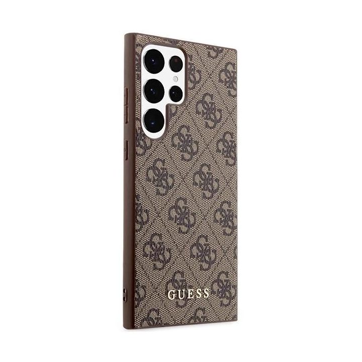 Guess GUHCS23LG4GFBR S23 Ultra S918 rudos/rudos spalvos deklas 4G Metal Gold Logo