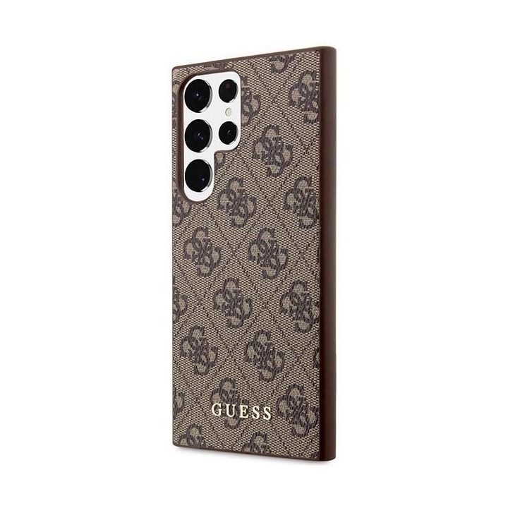 Guess GUHCS23LG4GFBR S23 Ultra S918 rudos/rudos spalvos deklas 4G Metal Gold Logo