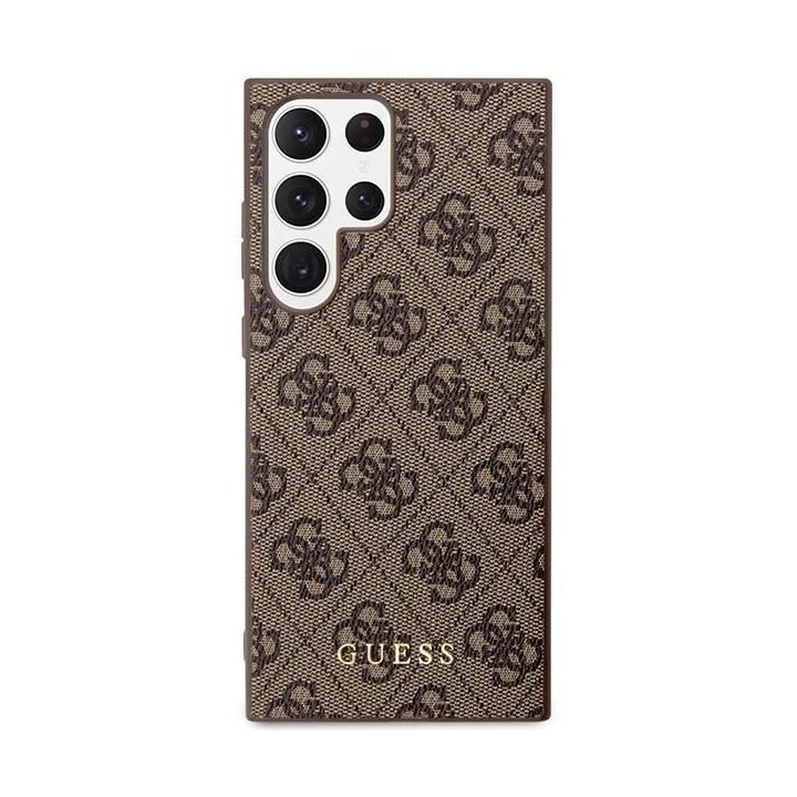 Guess GUHCS23LG4GFBR S23 Ultra S918 rudos/rudos spalvos deklas 4G Metal Gold Logo