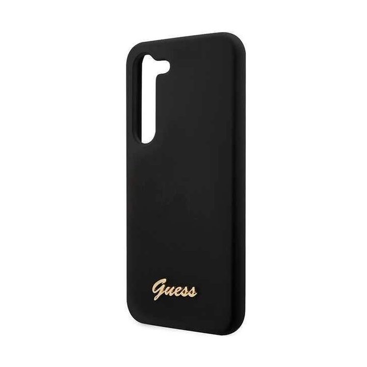 Guess GUHCS23MSLSMK S23+ S916 juoda/juoda kietas korpusas Silikono derliaus aukso logotipas