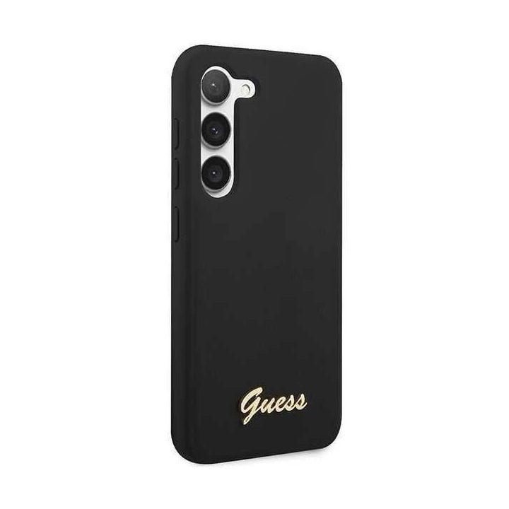 Guess GUHCS23MSLSMK S23+ S916 juoda/juoda kietas korpusas Silikono derliaus aukso logotipas