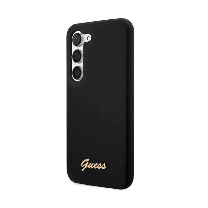 Guess GUHCS23MSLSMK S23+ S916 juoda/juoda kietas korpusas Silikono derliaus aukso logotipas