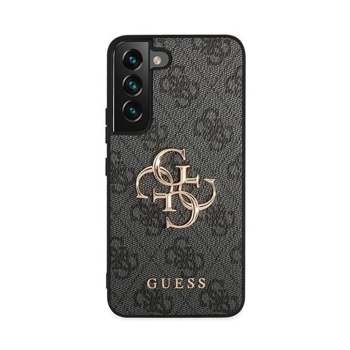 Guess GUHCS23S4GMGGR S23 S911 pilkos/pilkos spalvos deklas 4G su dideliu metaliniu logotipu