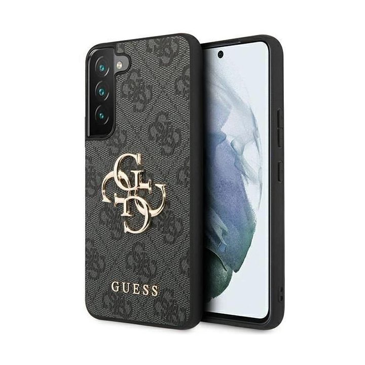 Guess GUHCS23S4GMGGR S23 S911 pilkos/pilkos spalvos deklas 4G su dideliu metaliniu logotipu