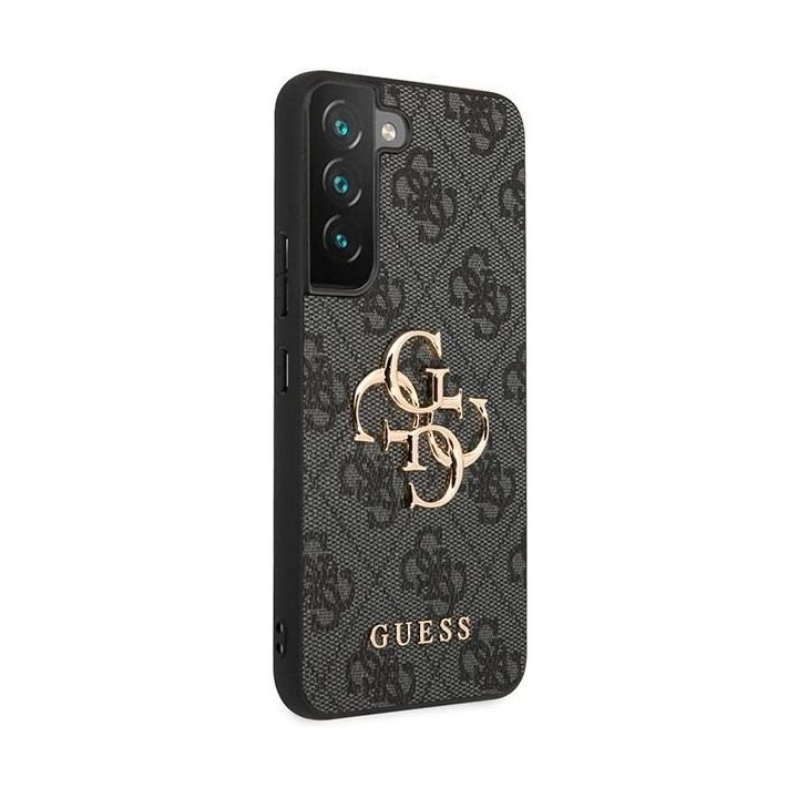 Guess GUHCS23S4GMGGR S23 S911 pilkos/pilkos spalvos deklas 4G su dideliu metaliniu logotipu