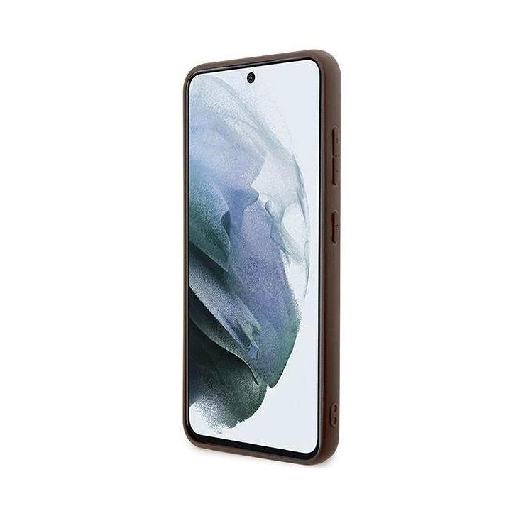 Guess GUHCS23SG4GFBR S23 S911 rudos/rudos spalvos deklas 4G Metalinis auksinis logotipas