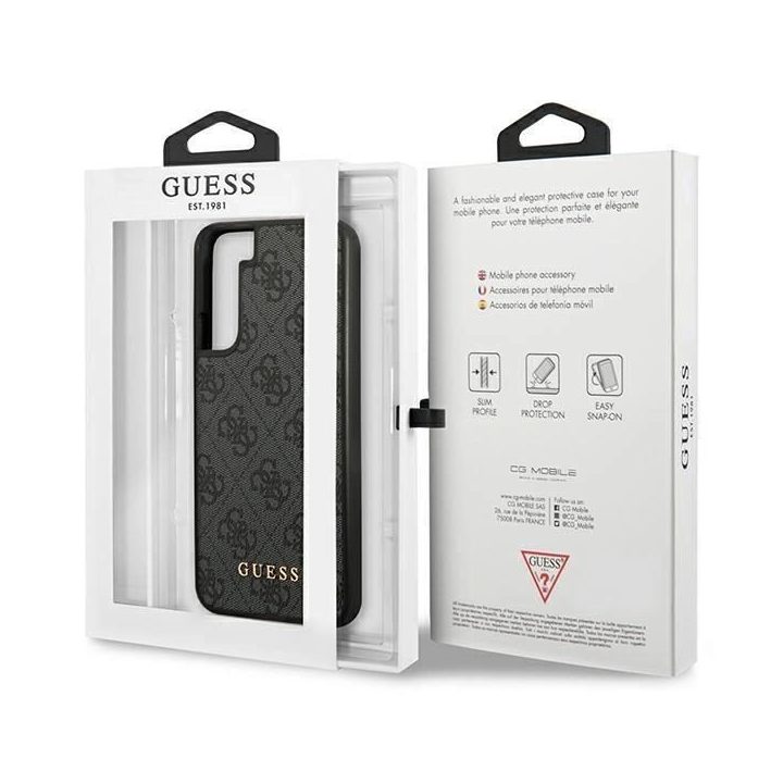 Guess GUHCS23SG4GFGR S23 S911 pilkas/pilkas deklas 4G Metalinis auksinis logotipas