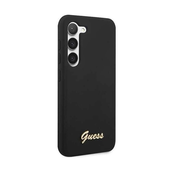 Guess GUHCS23SSLSMK S23 S911 juoda/juoda kietas korpusas Silikono derliaus aukso logotipas