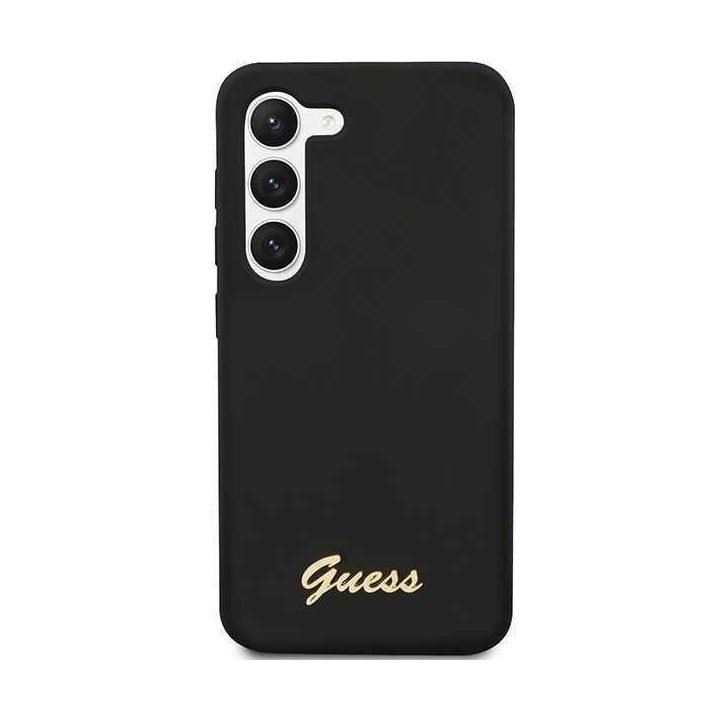Guess GUHCS23SSLSMK S23 S911 juoda/juoda kietas korpusas Silikono derliaus aukso logotipas