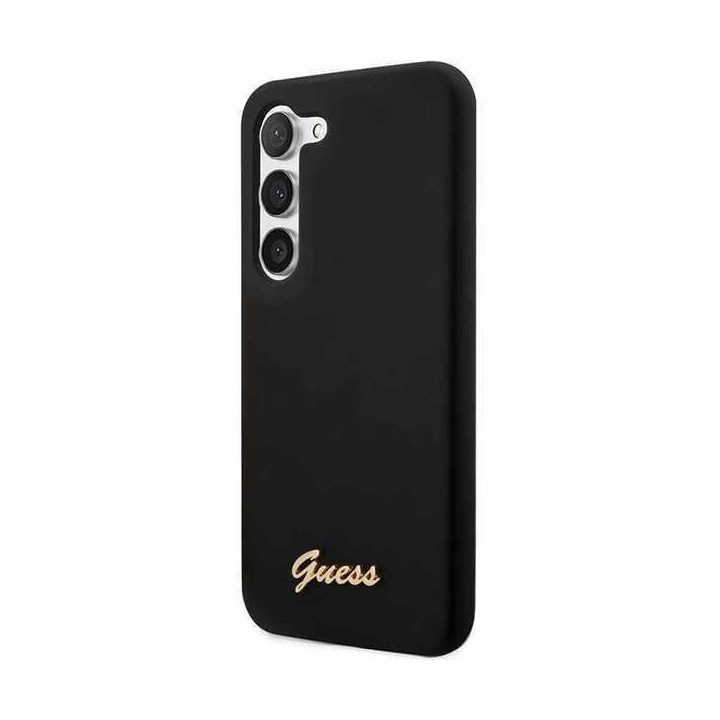 Guess GUHCS23SSLSMK S23 S911 juoda/juoda kietas korpusas Silikono derliaus aukso logotipas
