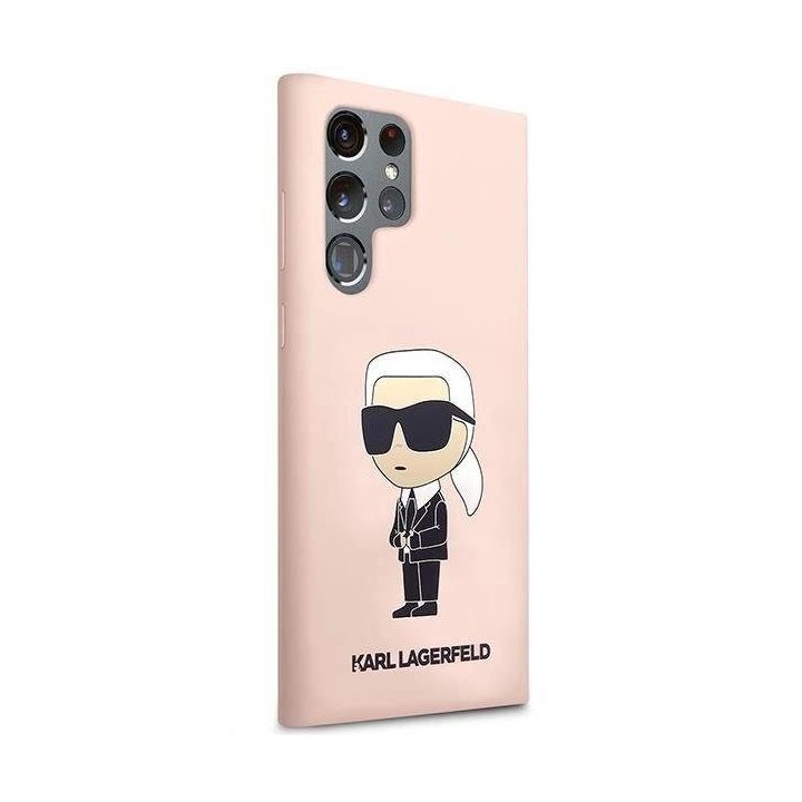 Karl Lagerfeld KLHCS23LSNIKBCP Sam S23 S918 itin kietas dėklas rožinės/rožinės spalvos silikoninis Ikonik