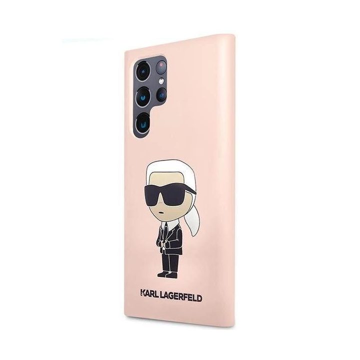Karl Lagerfeld KLHCS23LSNIKBCP Sam S23 S918 itin kietas dėklas rožinės/rožinės spalvos silikoninis Ikonik