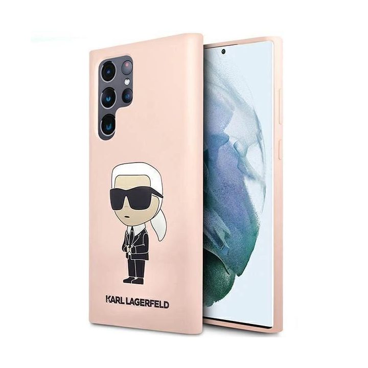 Karl Lagerfeld KLHCS23LSNIKBCP Sam S23 S918 itin kietas dėklas rožinės/rožinės spalvos silikoninis Ikonik