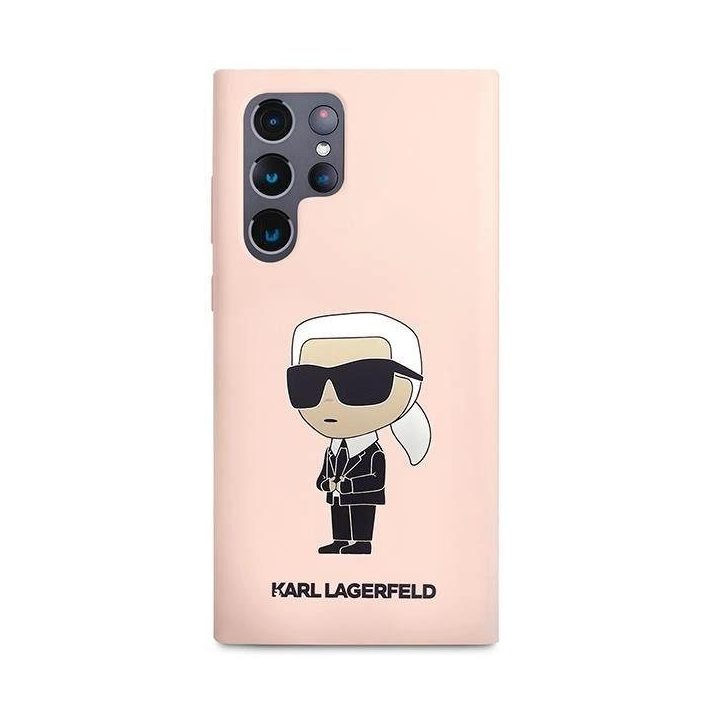 Karl Lagerfeld KLHCS23LSNIKBCP Sam S23 S918 itin kietas dėklas rožinės/rožinės spalvos silikoninis Ikonik