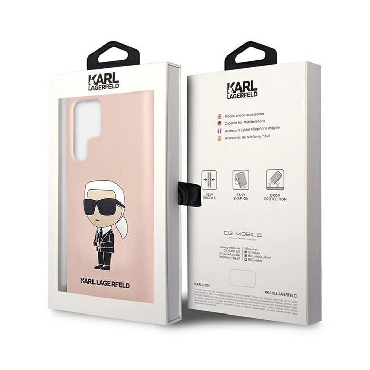 Karl Lagerfeld KLHCS23LSNIKBCP Sam S23 S918 itin kietas dėklas rožinės/rožinės spalvos silikoninis Ikonik