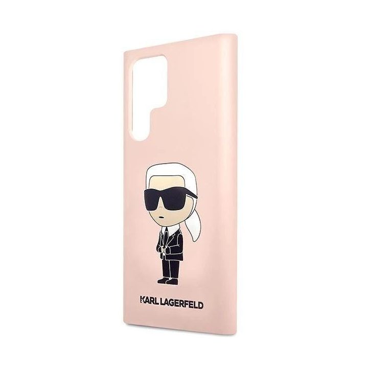 Karl Lagerfeld KLHCS23LSNIKBCP Sam S23 S918 itin kietas dėklas rožinės/rožinės spalvos silikoninis Ikonik