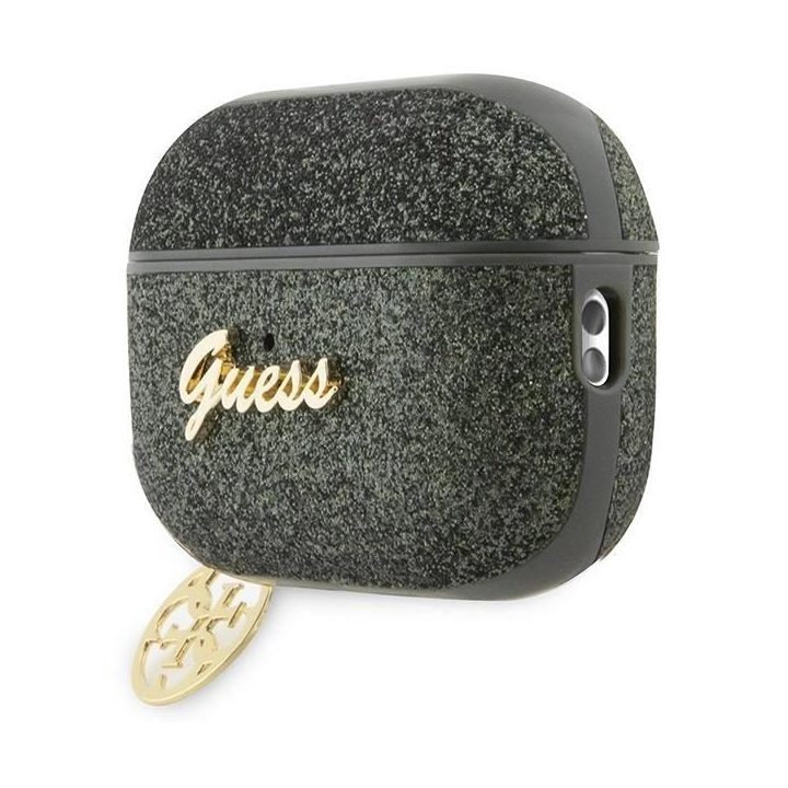 Guess GUAP2GLGSHA AirPods Pro 2 dangtelis žalias/kakinis Glitter Flake 4G Charm