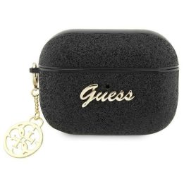 Guess GUAP2GLGSHK AirPods Pro 2 dangtelis juodas/juodas Glitter Flake 4G Charm