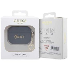 Guess GUAP2LSCHSK AirPods Pro 2 dangtelis juodas/juodas Silikoninis žavesys Heart Collection