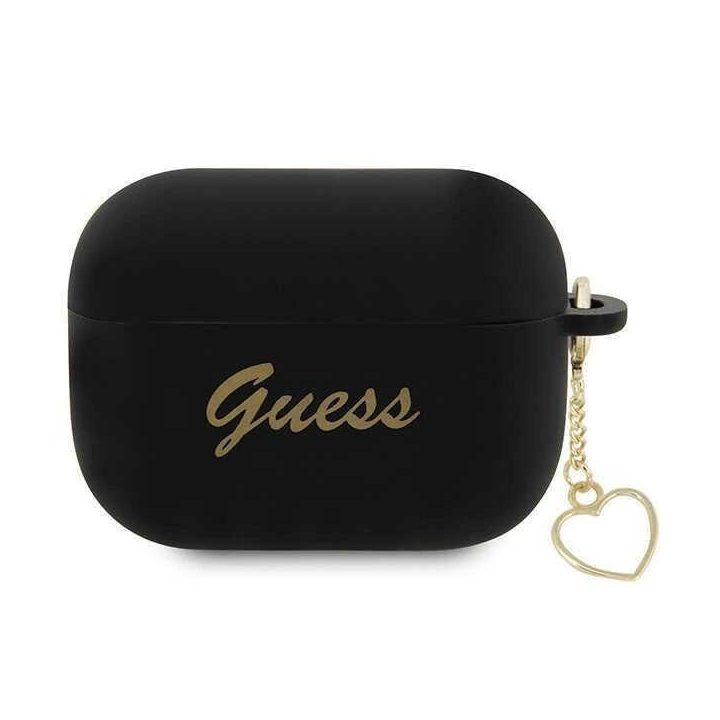 Guess GUAP2LSCHSK AirPods Pro 2 dangtelis juodas/juodas Silikoninis žavesys Heart Collection