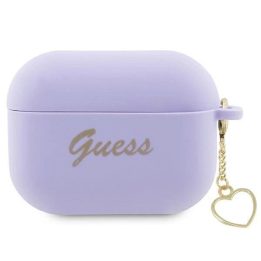 Guess GUAP2LSCHSU AirPods Pro 2 dangtelis violetinės/violetinės spalvos silikoninis žavesys Heart Collection