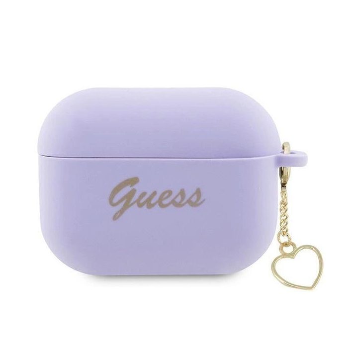 Guess GUAP2LSCHSU AirPods Pro 2 dangtelis violetinės/violetinės spalvos silikoninis žavesys Heart Collection