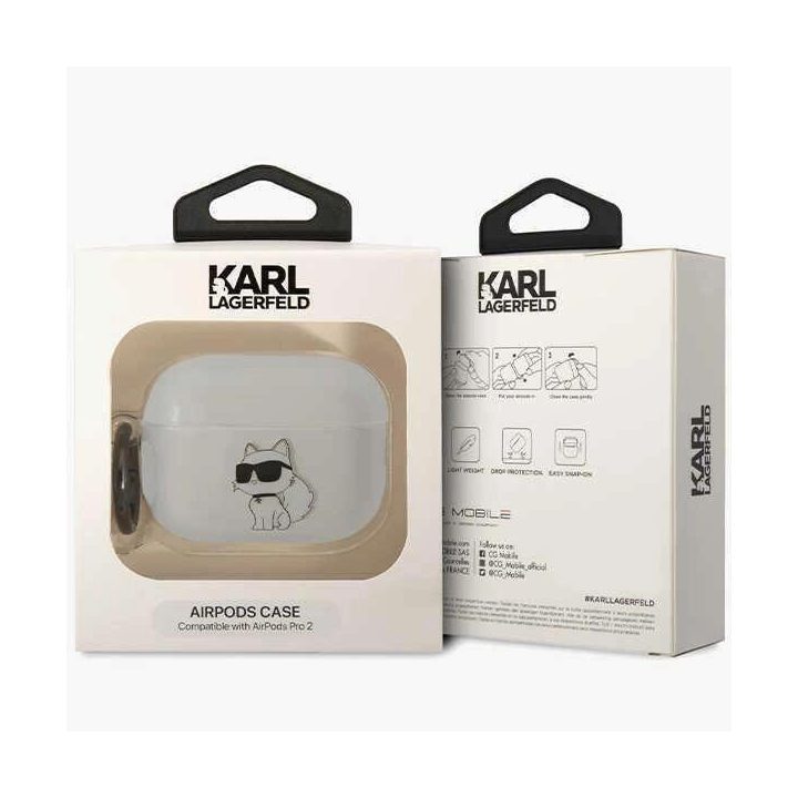 Karl Lagerfeld KLAP2HNCHTCT Airpods Pro 2 dangtelis skaidrus Ikonik Choupette