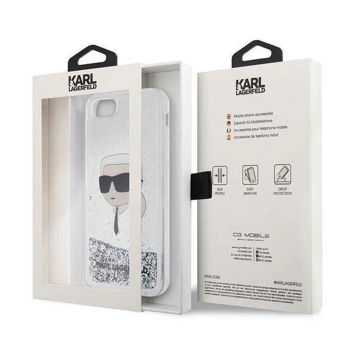 Karl Lagerfeld KLHCI8LNKHCH iPhone 7/8/ SE 2020/2022 sidabrinis/sidabrinis deklas Glitter Karl Head
