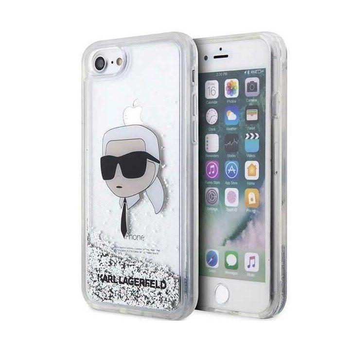 Karl Lagerfeld KLHCI8LNKHCH iPhone 7/8/ SE 2020/2022 sidabrinis/sidabrinis deklas Glitter Karl Head