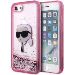 Karl Lagerfeld KLHCI8LNKHCP iPhone 7/8/ SE 2020/2022 rožinis/rožinis deklas Glitter Karl Head